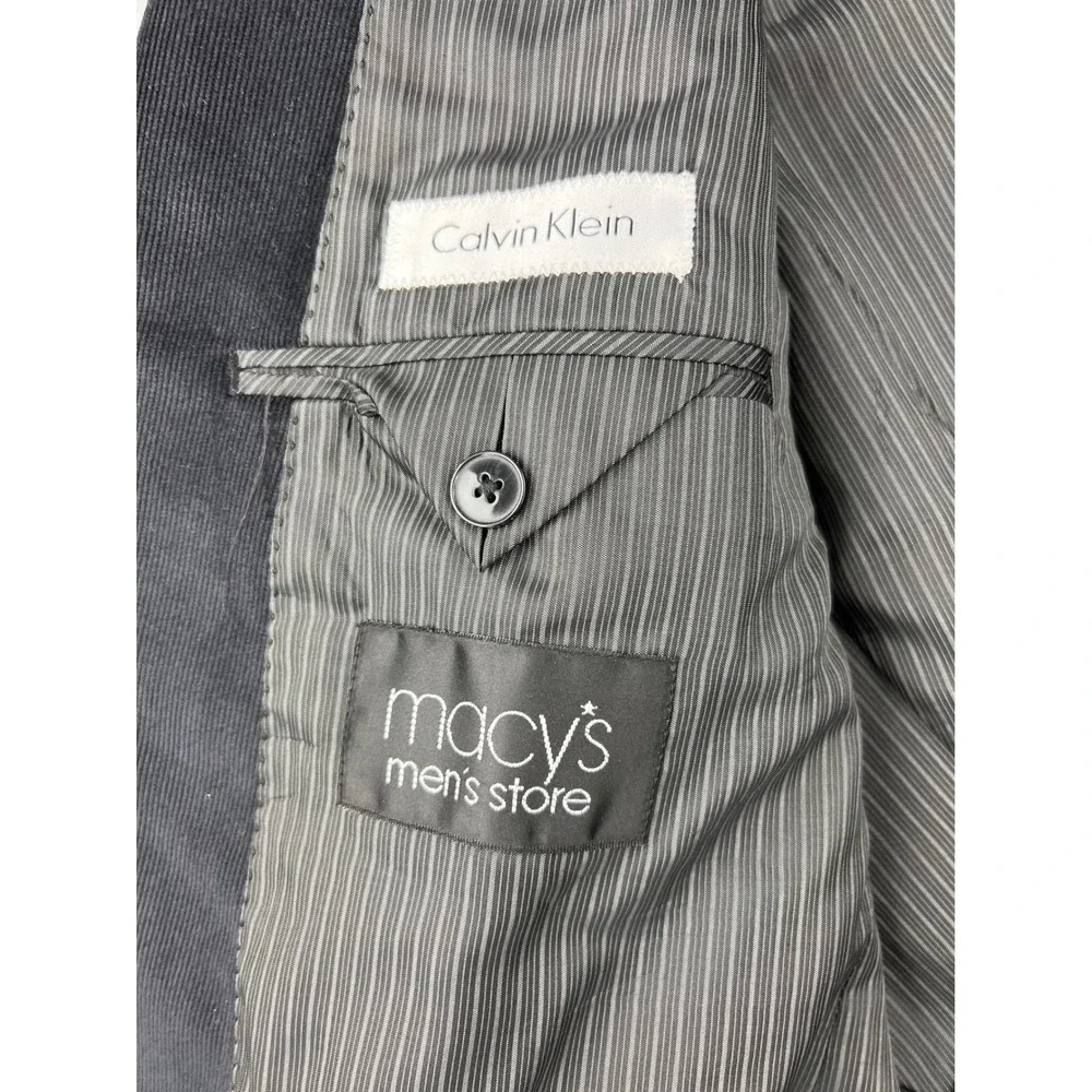Calvin Klein Blazer Men 44R Blue Good Corduroy Sport Coat Macy's 2-Button Jacket